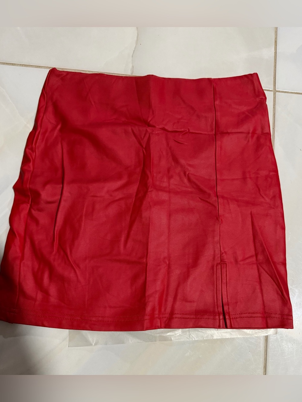 Chocolate Red Faux Leather Mini Skirt